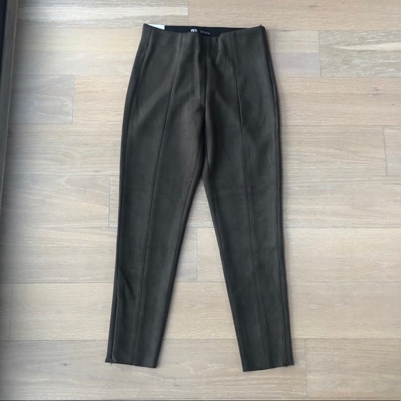 Zara Pants - Zara Faux Suede Leggings in Khaki